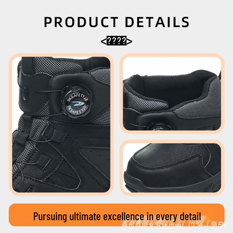 Cross-Border Steel Toe Safety Shoes: High-Top, Anti-Smash, Puncture-Resistant, Wear-Resistant, Soft Sole, Comfortable Fit.