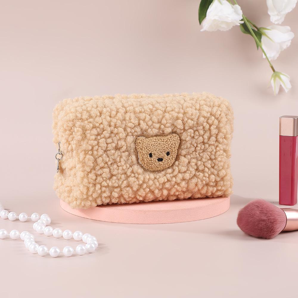 Корейская мультяшная симпатичная косметичка, переносная сумка для хранения туалетных принадлежностей с рисунком из мультфильма, новая мягкая косметичка с принтом медведя