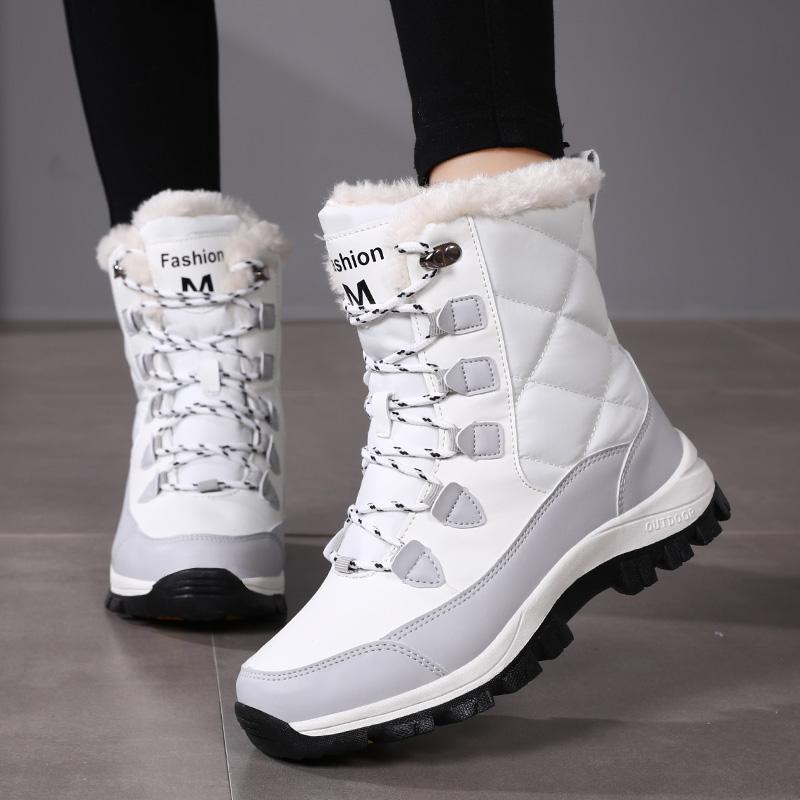 Зимние ботинки женские высококачественные хлопковые ботинки с толстой подошвой нескользящие и теплые зимние ботинки удобные плюшевые рабочие ботильоны