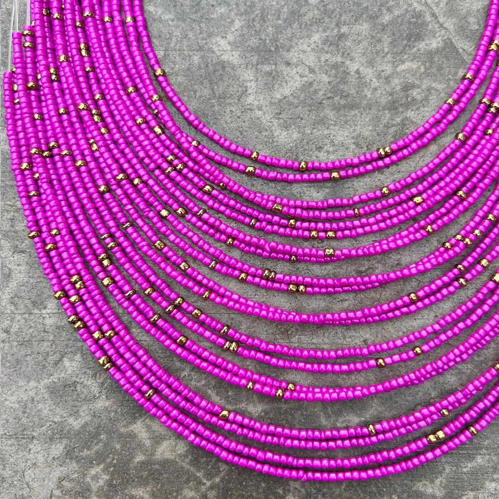 Ретро Этнический Стиль Ожерелье из Рисовых Бусин Богемный Многослойный Бисероплетеный Свитер Цепочка