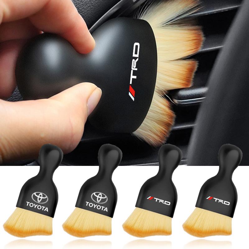 Car Interior Cleaning Soft Brush Dust Remover Auto Accessories for Toyota GR TRD Yaris Hilux Corolla Prius Avensis Emblem Auris Rav4