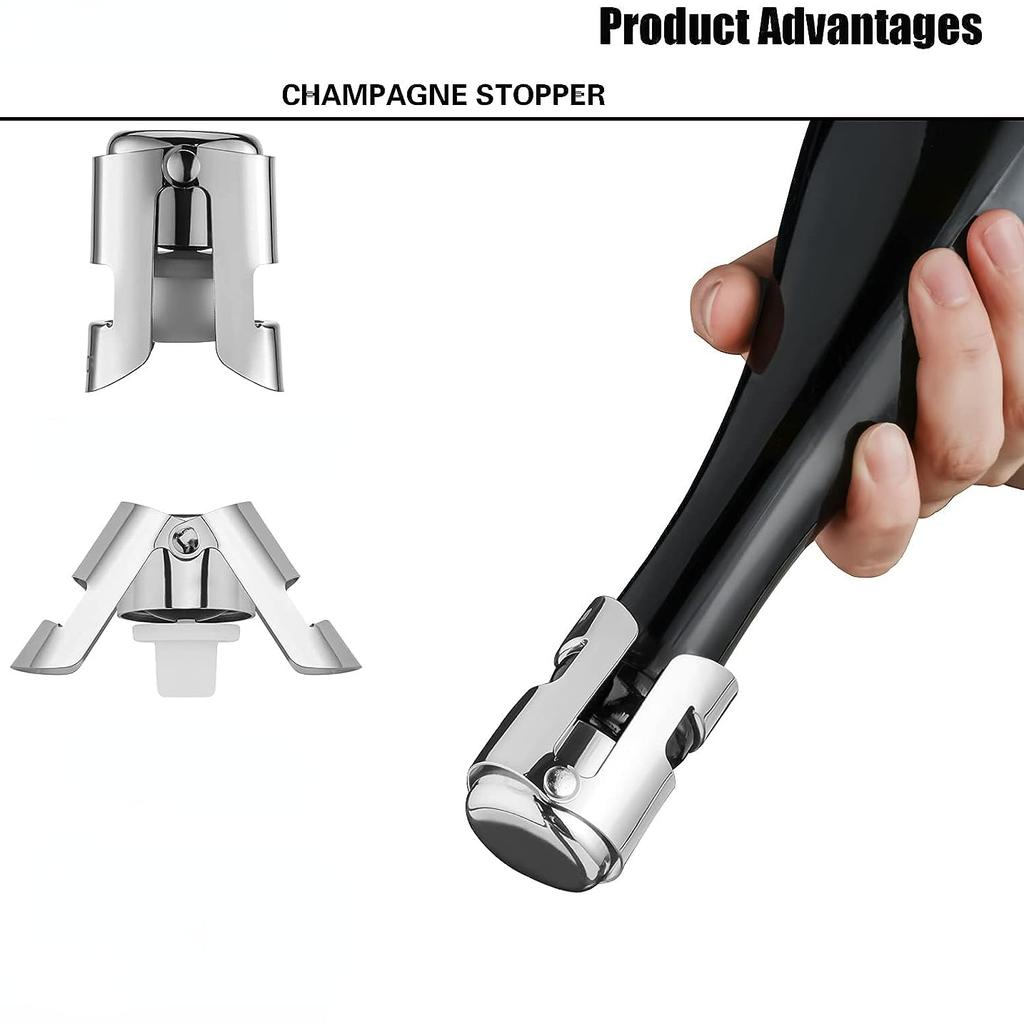 Пробка для бутылки шампанского из нержавеющей стали, многоразовая пробка для шампанского, пробка для бутылки игристого вина, герметичная пробка