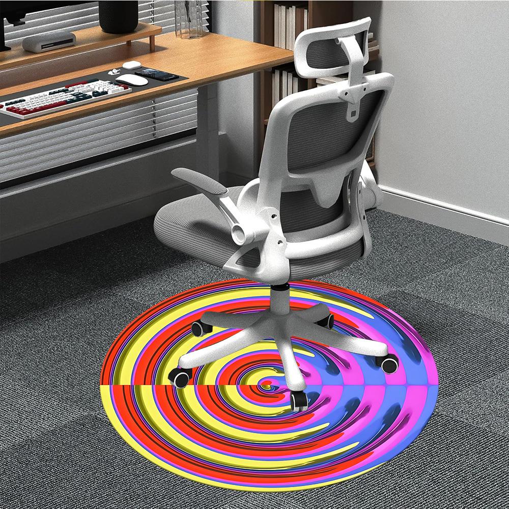 1pc Hypnotic Circle Pattern Chair Carpet for Office Non Slip, Machine Washable Rug for Office, Room Holiday Decor for Christmas, Birthday Polyester