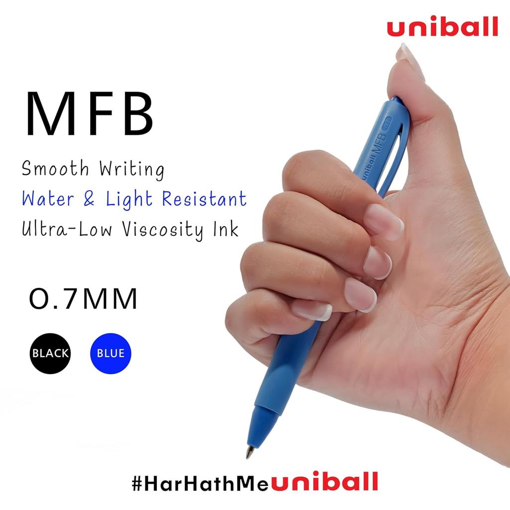 Uni-Ball MFB Черная шариковая ручка 0,7 мм Упаковка 1 x 12 ручек | Выдвижная ручка для офиса, школы и дома