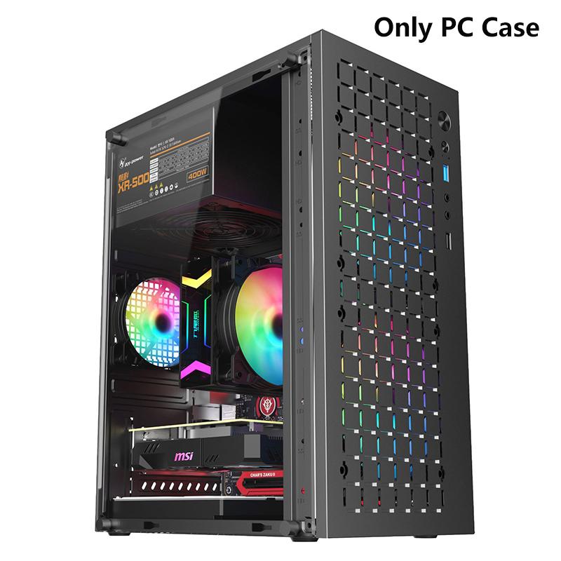 Micro Atx/Itx Transparent Diy Pc Case Glass Desktop Computer Case Hdd+Ssd Atx Power Supply 250Mm Graphic Cards 3 Fans Cooler