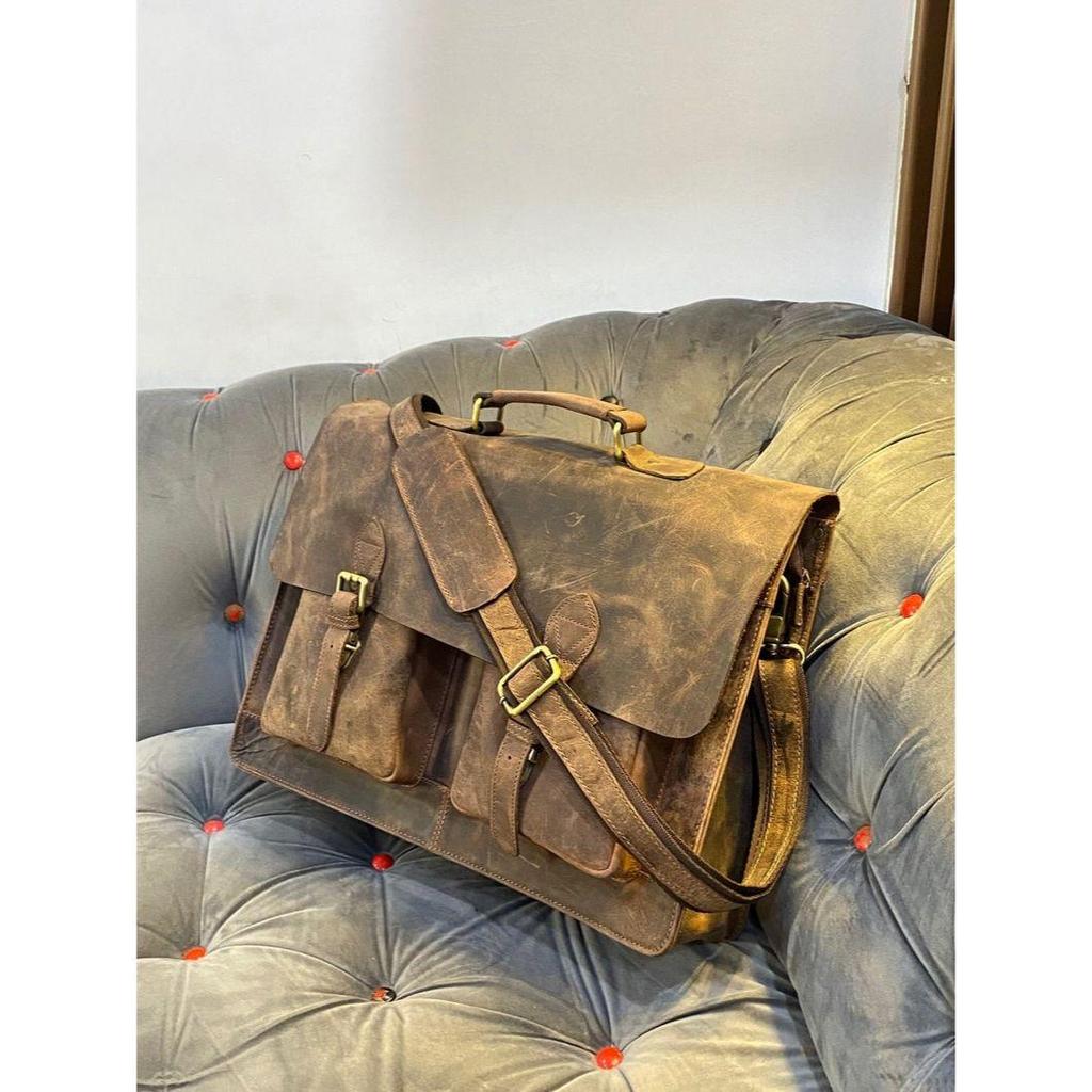 Кожаный мессенджер ручной работы, портфель для ноутбука, кожаная сумка-саквояж