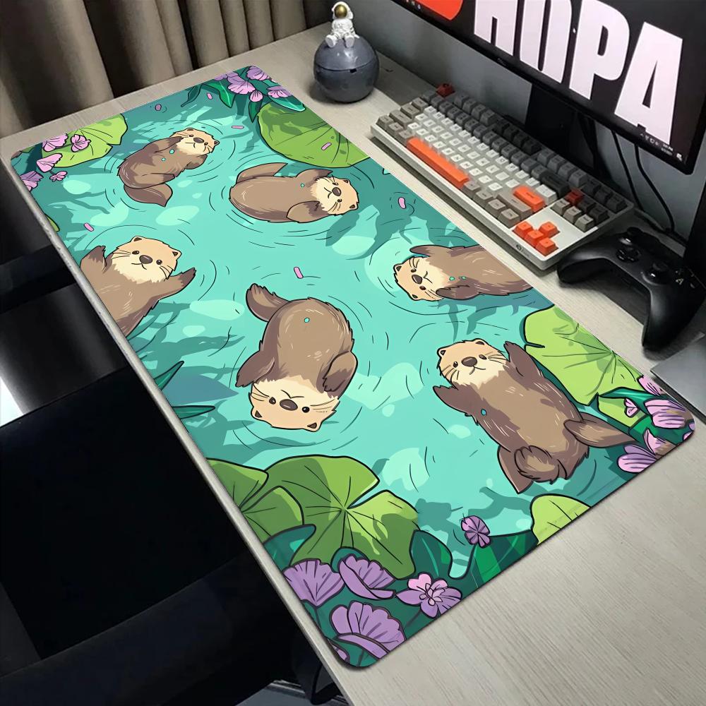 Cute otter Mouse Pad Large Computer Office Game Table Mats XXL Rubber Anti-slip Gaming Keyboard Mousepads Long Desk Pads