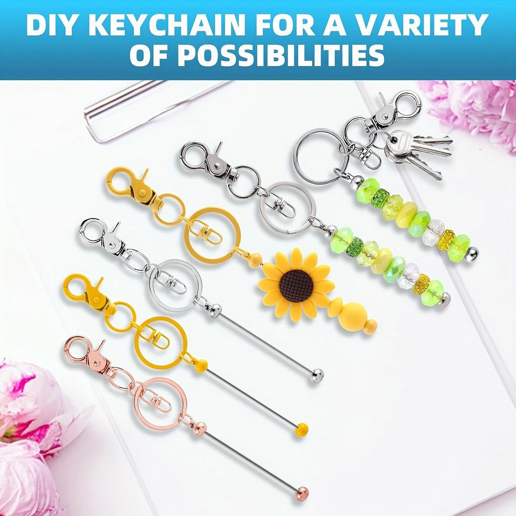 20 Pieces Alloy Bead Keychain Set Sturdy Lobster Clasp Jewelry Making Set for Keyrings and Craft Supplies Daily Use