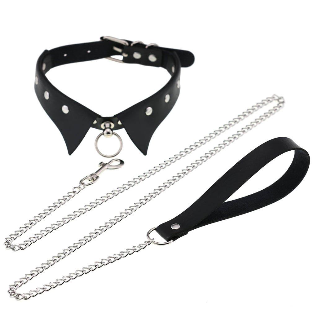 Exotic Accessories Of Bdsm Slave Bondage Leather Collar With Leash Ring Steel Chain Sex Toys To Lover Roleplay Posture Spreader