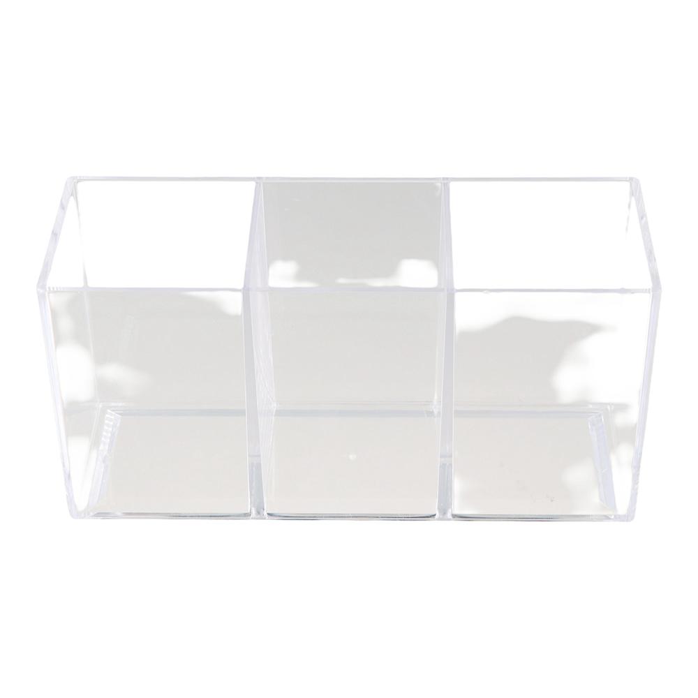 Clear Pencil Storage Box Transparent Stationery Organizer Desk Pen Holder Home Office