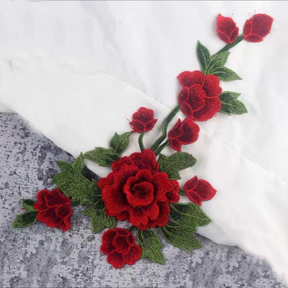 3D Trimmings Rose Floral Peony Garment Flower Embroidery Applique Clothes Accessories Patch