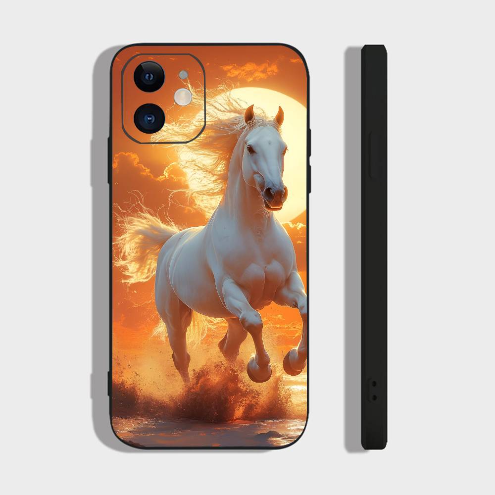 Животное Скачущая Лошадь Для IPhone 13,17,11,12,16,14,15,Plus,Pro Max Мягкий Силиконовый Черный Чехол Для Телефона