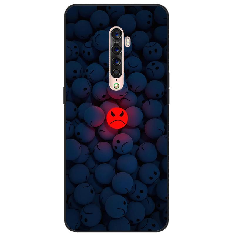 Чехол для OPPO Reno 2 Мягкий ТПУ Силикон Мультяшная Задняя Крышка Чехлы для Телефона ТПУ Черный Бампер для Корпуса PCKM70, PCKT00, PCKM00, CPH1907