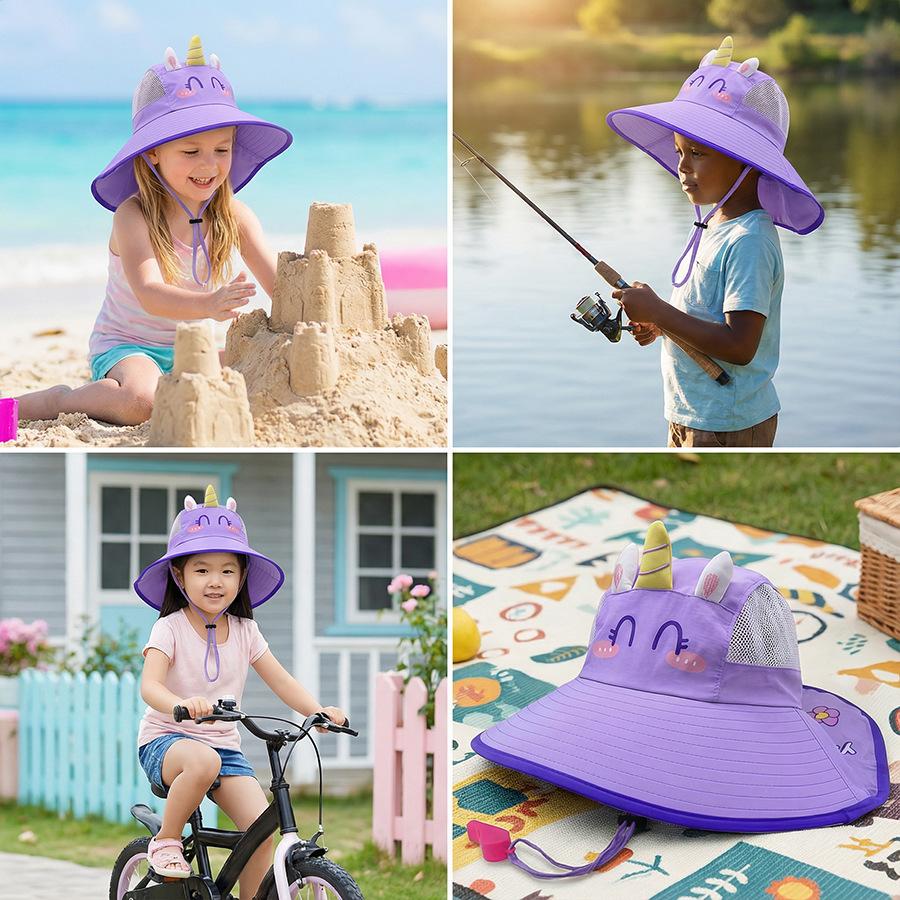 New children's sun hats for ages 3 to 8 – baby sun hats, beach hats, hats with UV protection functions. These summer-style hats
