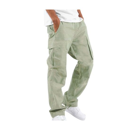 Мужские брюки-карго с несколькими карманами, эластичным поясом на шнурке, регулируемыми штанинами, свободные однотонные длинные шаровары для занятий спортом и отдыха на открытом воздухе