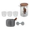 Glass Teapot Set with Cups Liner Storage Bag Small Capacity for Travel Non Leakage Spout