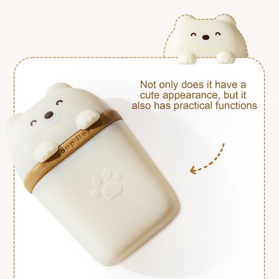 Держатель для мыльницы Портативный Компактный Дизайн Мыльница в виде мультяшного медведя Водонепроницаемый Дорожный
