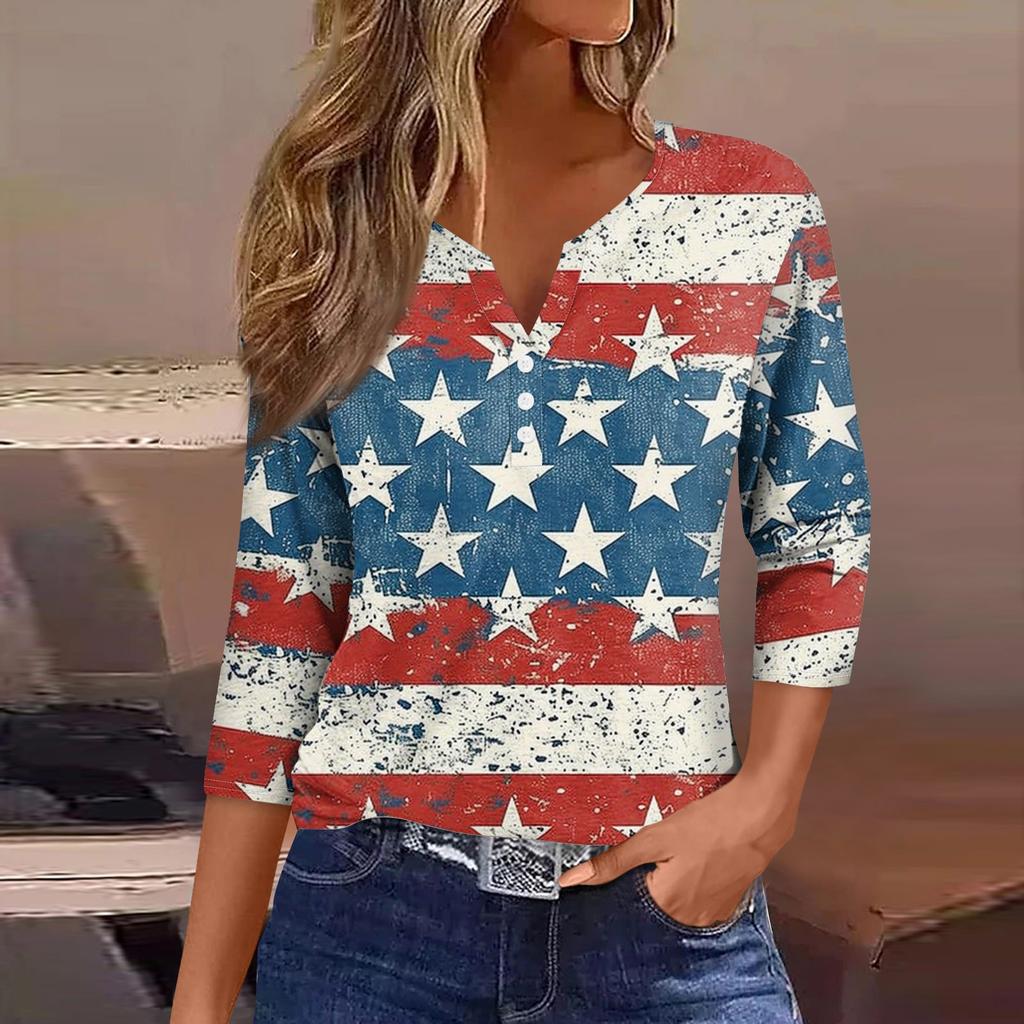 Женская футболка с короткими рукавами и принтом «День независимости»