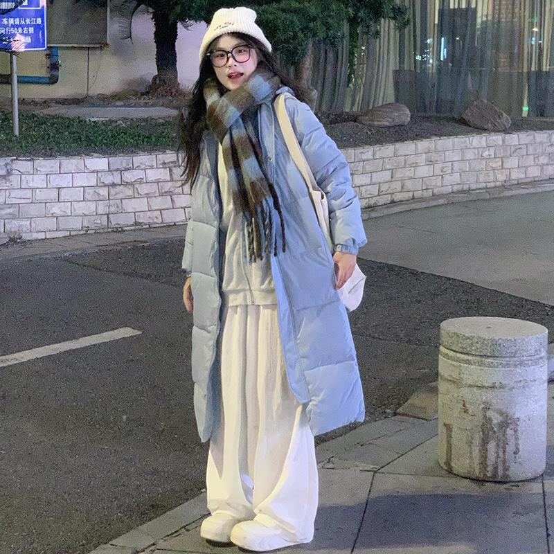 Длинная зимняя новая хлопковая одежда выше колена женская свободная пуховая хлопковая одежда женская утолщенная хлопковая куртка