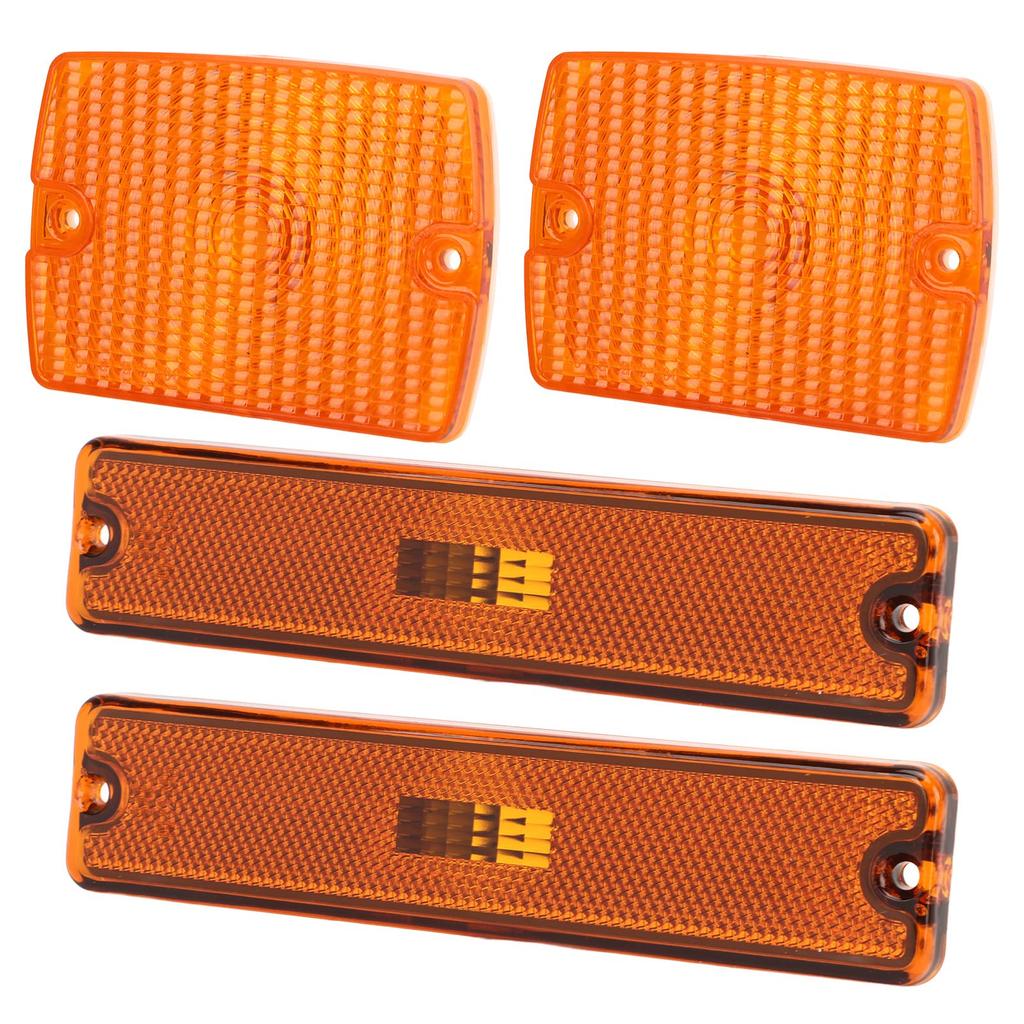 4PC Side Marker Light and Turn Signal Light Housings 56001378 Replacement for Jeep Wrangler YJ (Yellow)