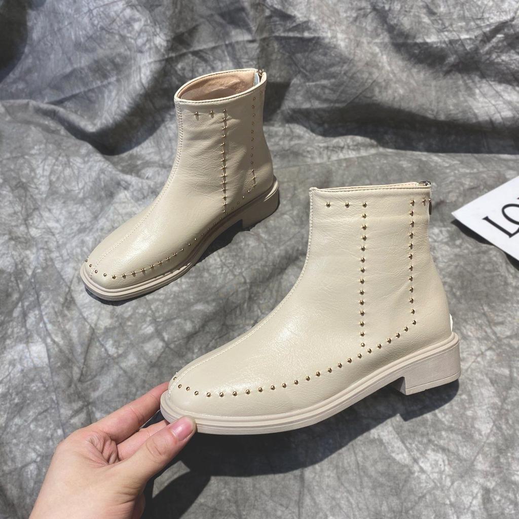 Footwear Combat Booties Elegant with Low Heels Female Ankle Boots Biker Short Shoes for Women Punk Style Studded Trend 2024 Hot