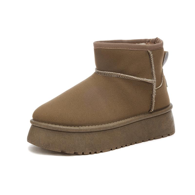 Женские зимние 2025 бархатные утепленные теплые новые на толстой подошве снежные хлопковые туфли Северо-восточные повседневные короткие сапоги Снежные сапоги для улицы
