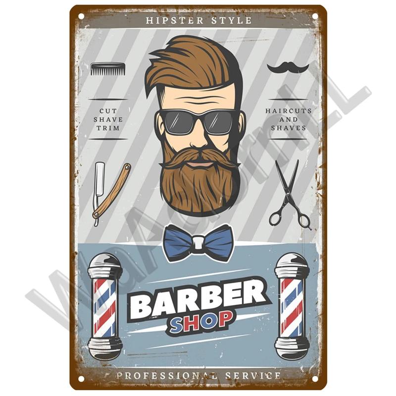 Barber Shop Tin Sign Poster Vintage Wall Posters Metal Sign Decorative Wall Plate Kitchen Plaque Metal Vintage Decor Accessories