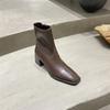 Spring Autumn Fashion Shoes Thick Soled Soft Leather Short Boots Square Toe Zipper Ladies Boot Casual Chelsea Boots Shoes Traf
