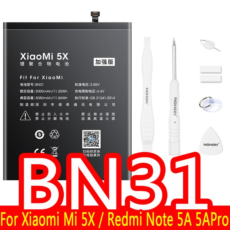 Replacement Battery NOHON For Xiaomi Mi 5 6 8 9 PRO Mix 2 3 8 9 SE CC9 Lite POCOPHONE F1 A3 5X Redmi Note 5A 6X K20 Pro