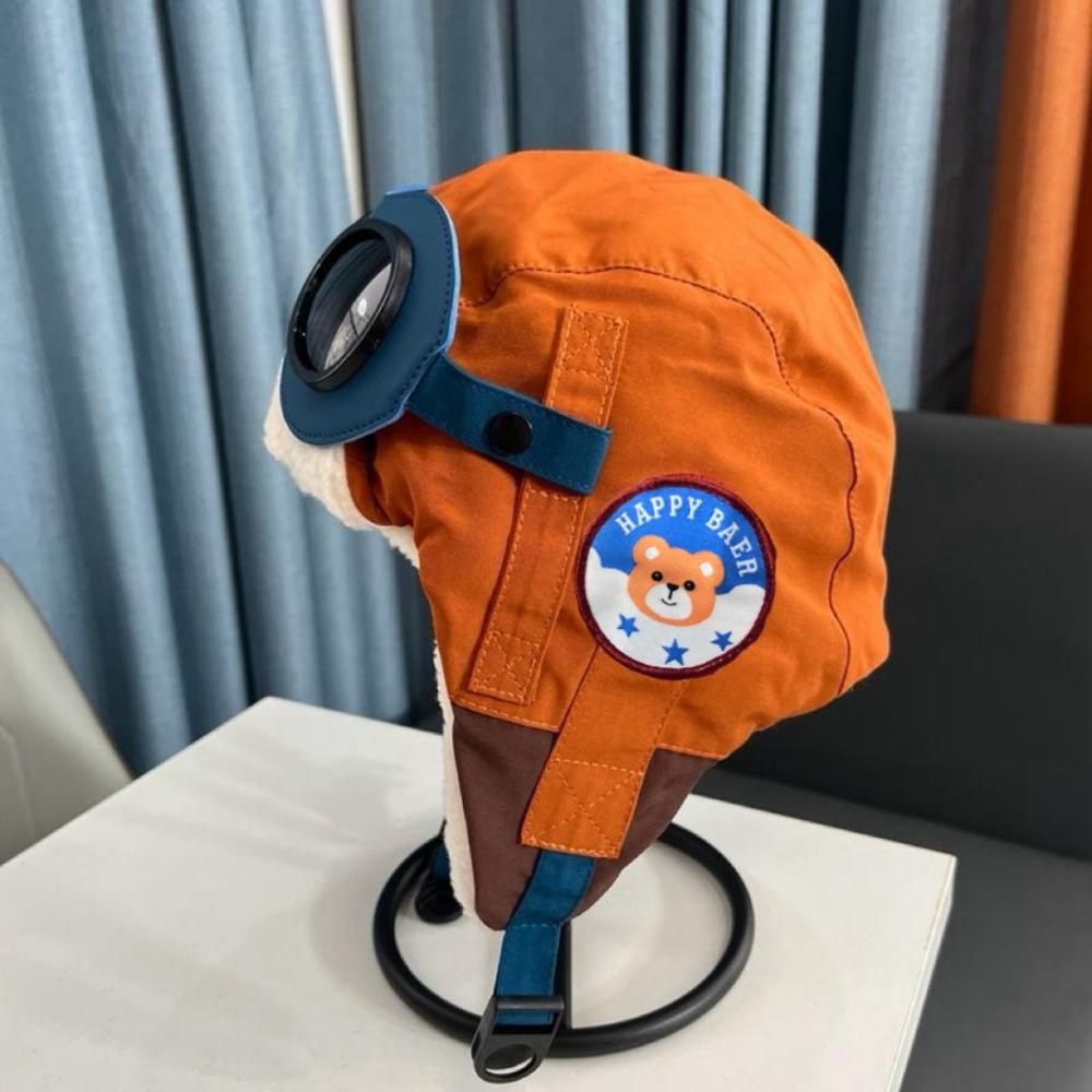 Fashion Cute Cartoon Pilot Hat Cold Proof with Glasses Ear Protection Cap Thickned Windproof Warm Hat Winter