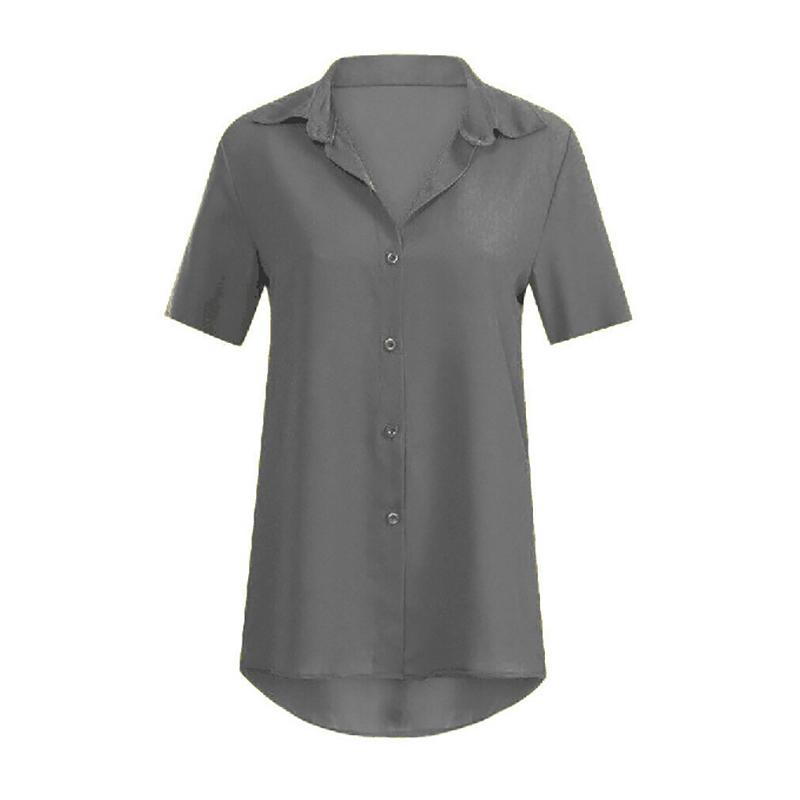 Women V Neck Tops Solid Blouse Short Sleeve Fashion Tees Loose Summer