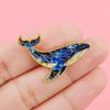 Enamel Whale Brooch Pins Colorful Mosaic Pattern Golden Edge Trim For Backpack Jackets Ocean Lover Gifts