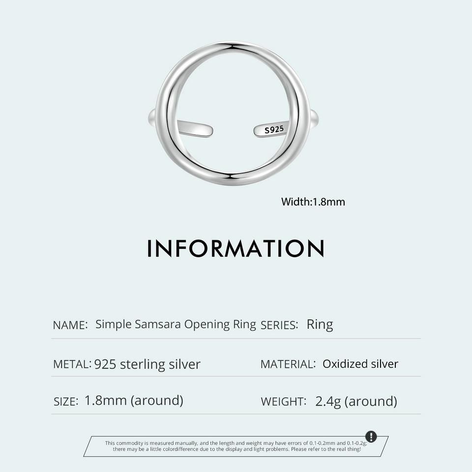 Bisaer Огромные открывающиеся кольца из стерлингового серебра 925 пробы в стиле самсара для женщин, европейское простое геометрическое кольцо, ювелирное изделие для свадебной вечеринки, подарок