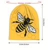 Мужская вязаная шапка-бини Just A Bee - Горчично-желтая, с рисунком пчелы и сот, Эластичная, удобная посадка, Модная оригинальная шапка для повседневной носки