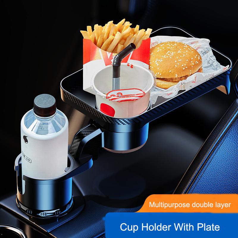 Portable Car Cup Holder Attachable Meal Tray Expanded Table Desk 360 Swivel Adjustable Car Food Tray Cup Holder Phone