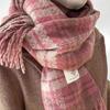 Plaid Scarf Female Korean Atmosphere Warm New Dry Rose Pink Autumn And Winter White Soft Fringed Shawl Scarf
