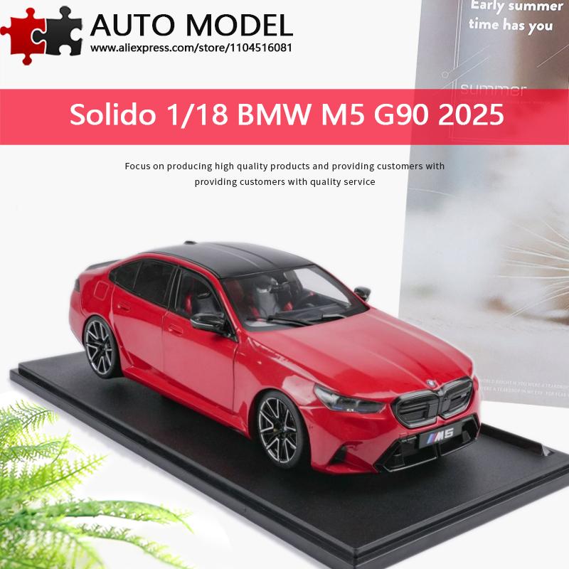 Bmw M5 G90 2025 Four-Door Sedan Simulation Alloy Car Model with Openable Doors and Display Base Solido 1:18 Die-Cast Metal Scale Static Miniature