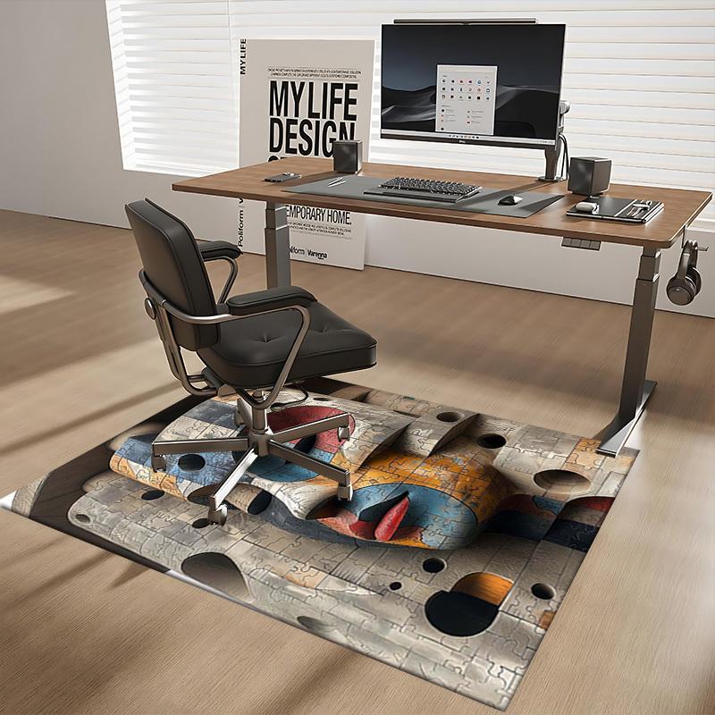 1pc Abstract Puzzle Face Chair Mat - Festival Gift, Non-Slip Office Rug for Home Decor, Suitable for All Seasons.P010