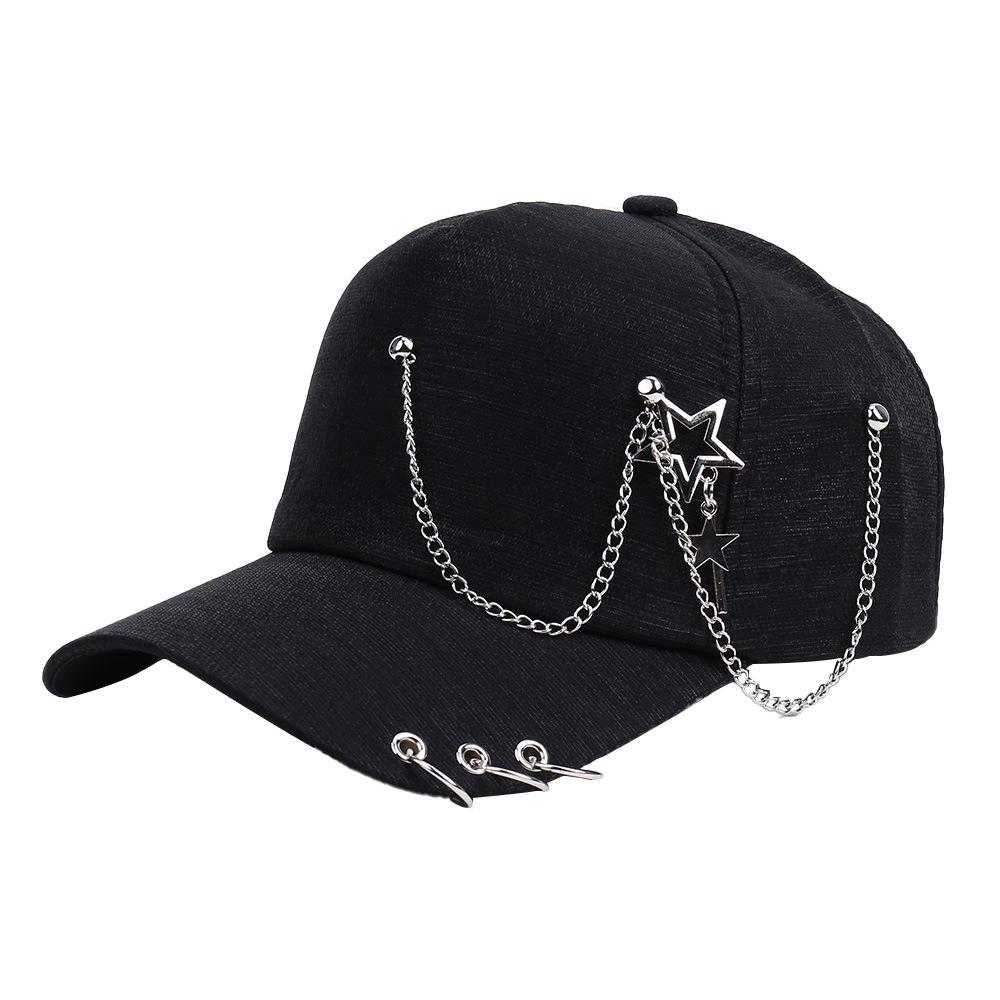 New European and American hip-hop style metal chain baseball cap, male and female couples street trendy brand personalized sunshade cap