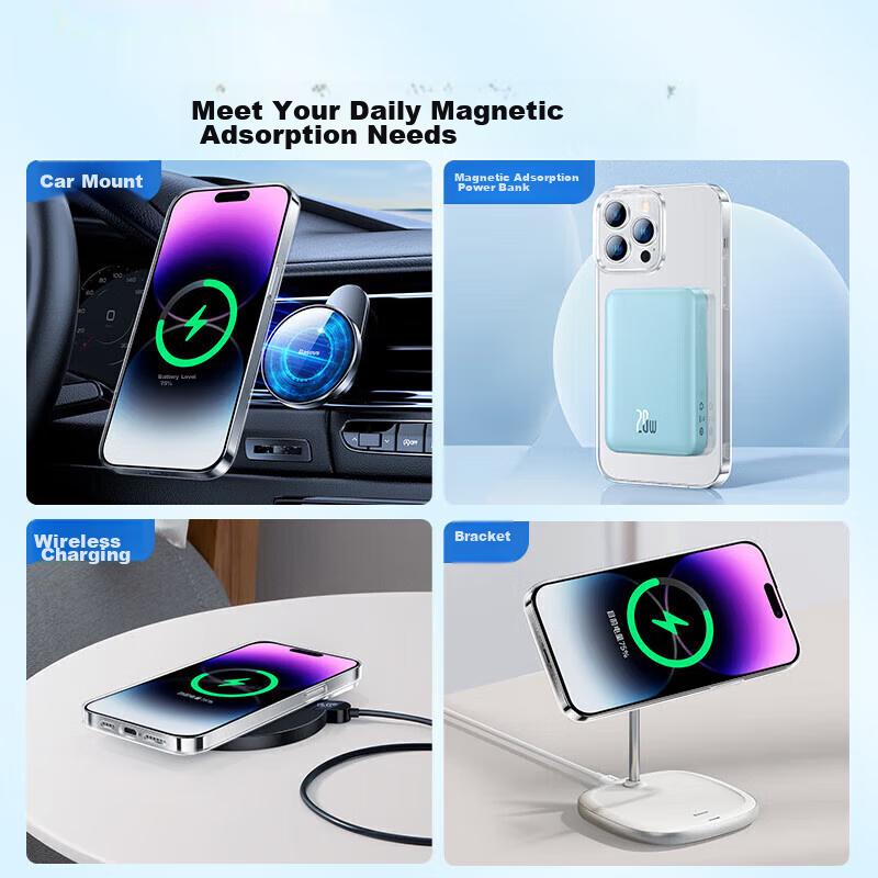 Baseus IPhone 12 Case, MagSafe Compatible Magnetic Charging Case, Anti-Slip Shockproof Mirror Finish Trendy Design, Fully Transparent