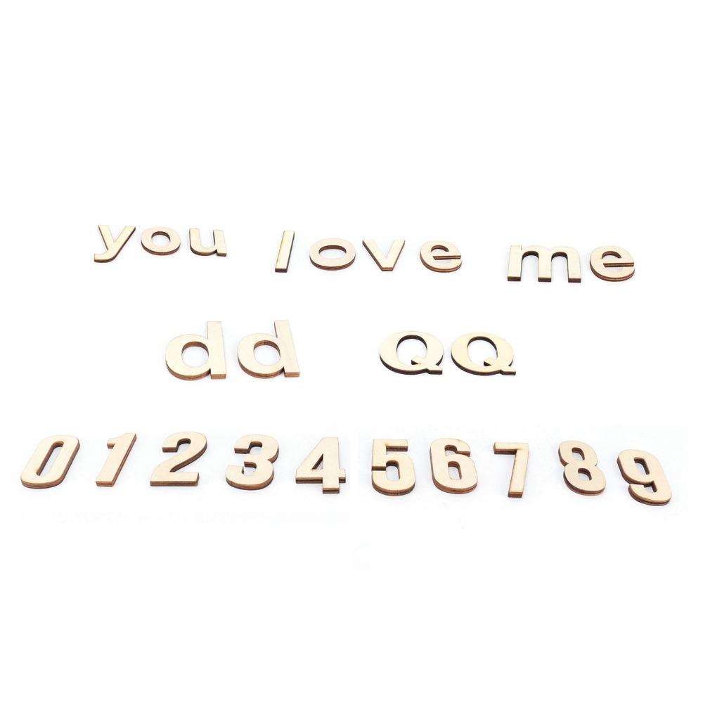 124Pcs Wood color Wooden Craft Pieces Wood Home Decoration Chips Wood Letter Chips  Craft Projects