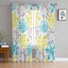 Christmas Teal Snowflake Texture Tulle Curtains For Living Room Sheer Curtain For Bedroom Window Blinds Voile Curtains