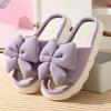 Butterfly Knot Linen Slippers for Women, Summer Home, Anti Slip, Daily Breathable, with A Sense of Stepping On Poop, Indoor Thick Sole