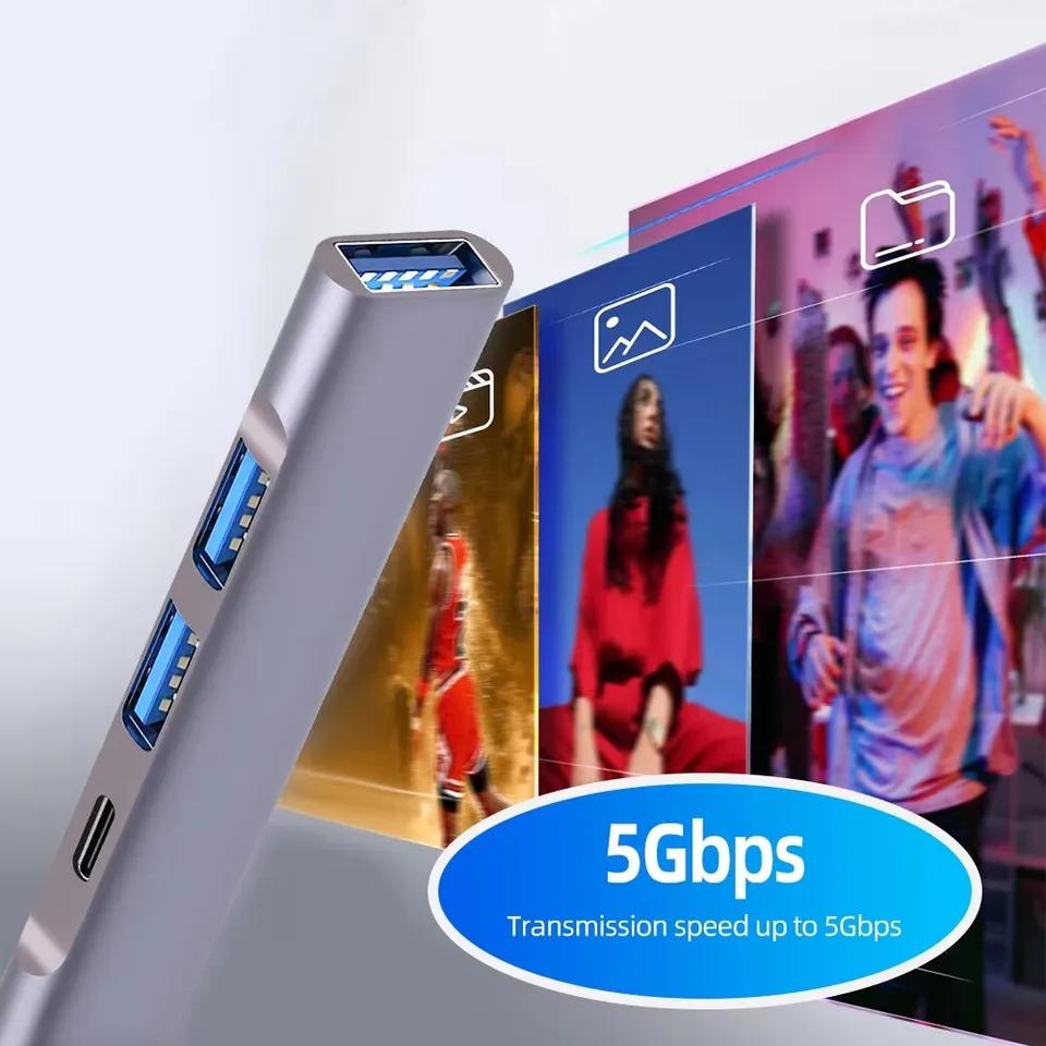 4 порта USB 3.0 HUB Type C док-станция Multi USB C Splitter Type-C 5 Гбит/с высокоскоростная передача данных USB 3.0 OTG адаптер для Macbook Pro