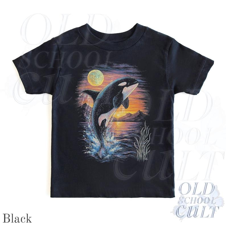 Orca Sunset Ocean Youth Retro 90s Shirt, Cute Children's Orca Clothing, Boho Adult, Toddler & Youth Tee, Kids Shirt, Family Beach Shirt