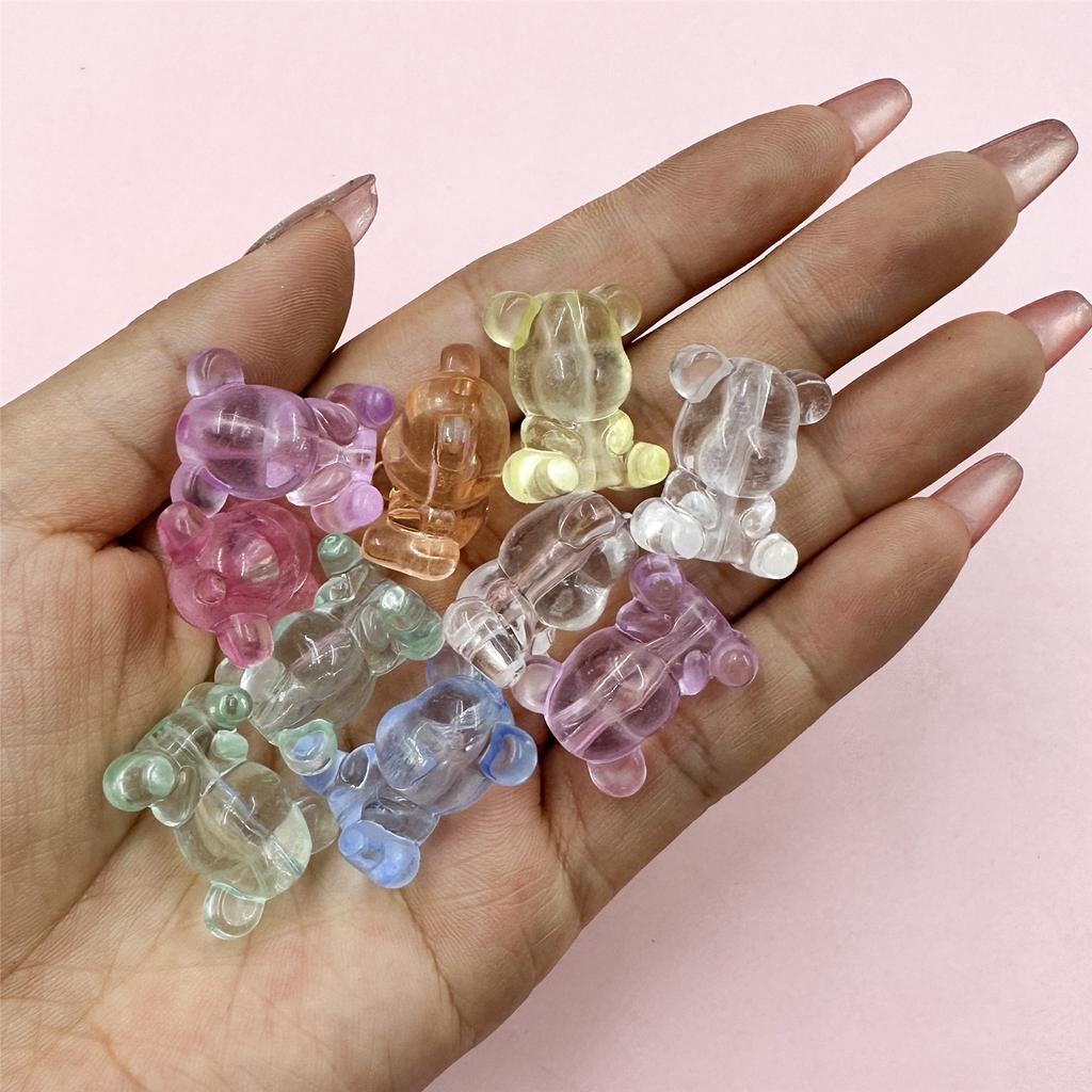 25pcs 17*22mm Fashion Acrylic Clear Crystal Bear Beads Necklace Bracelet Jewelry Material Key Chain Accessories