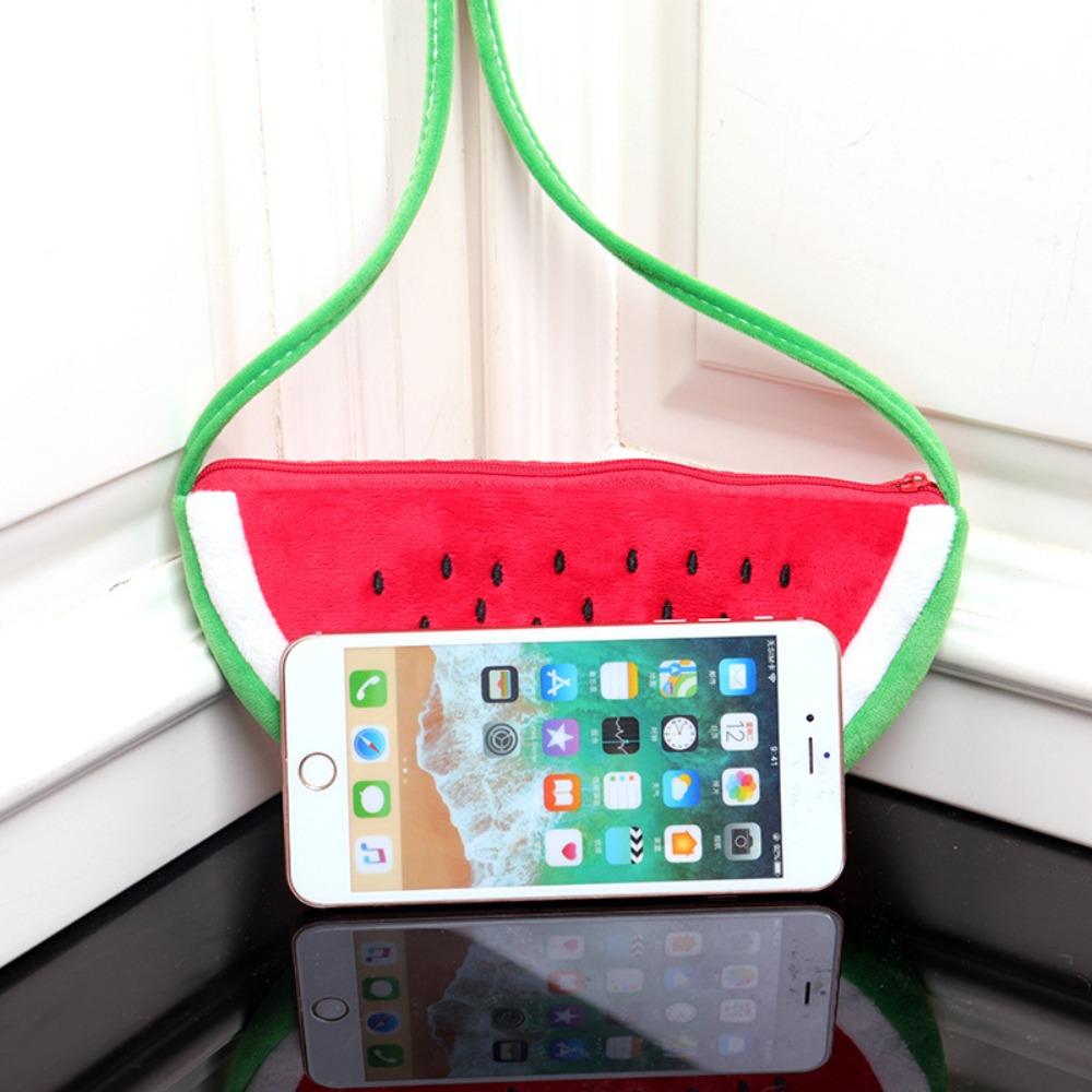 Fruit Watermelon Crossbody bag Adjustable Cartoon Tote Bag Plush Watermelon Bag  Birthday Gifts