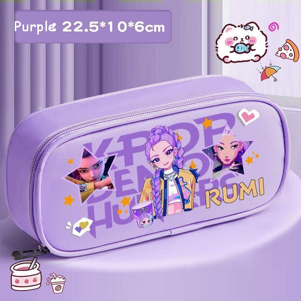 Пенал Kpop Witch Hunt Group, Детский канцелярский бокс, Большой трехслойный пенал из ткани Оксфорд с мультяшным рисунком