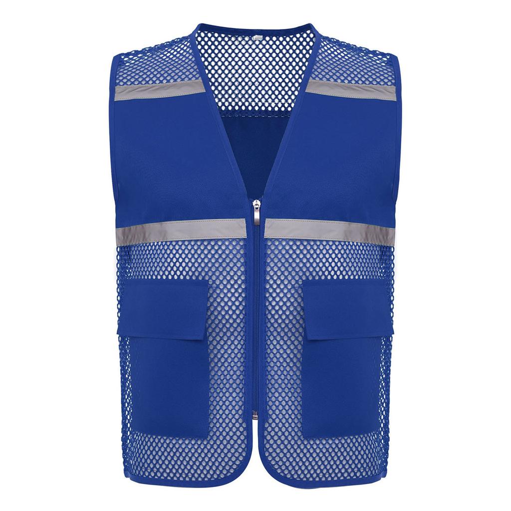 Светоотражающий жилет безопасности для мужчин, Рабочая одежда со светоотражающими элементами, Дышащая сетчатая ткань, на молнии, с карманами, для строительства, для работы в ночное время