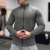 Мужской Тяжелый Двусторонний Теплосберегающий Приталенный Базовый Слой на Молнии с Длинным Рукавом Высокой Эластичности для Фитнеса Осень/Зима.